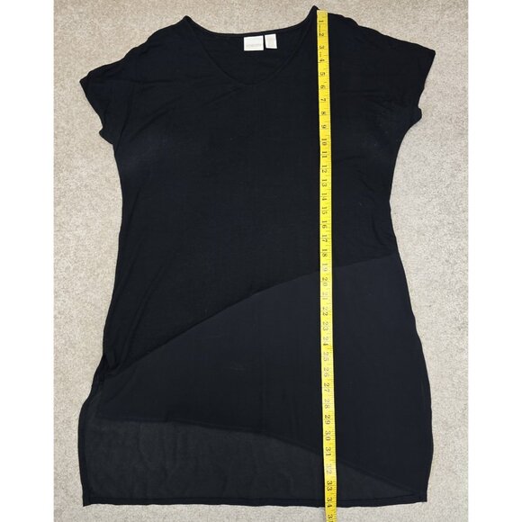 Chicos Assymetrical Tunic Blouse Top Size 1 (US M 8) Sheer Panel Stretch Black - Picture 11 of 12